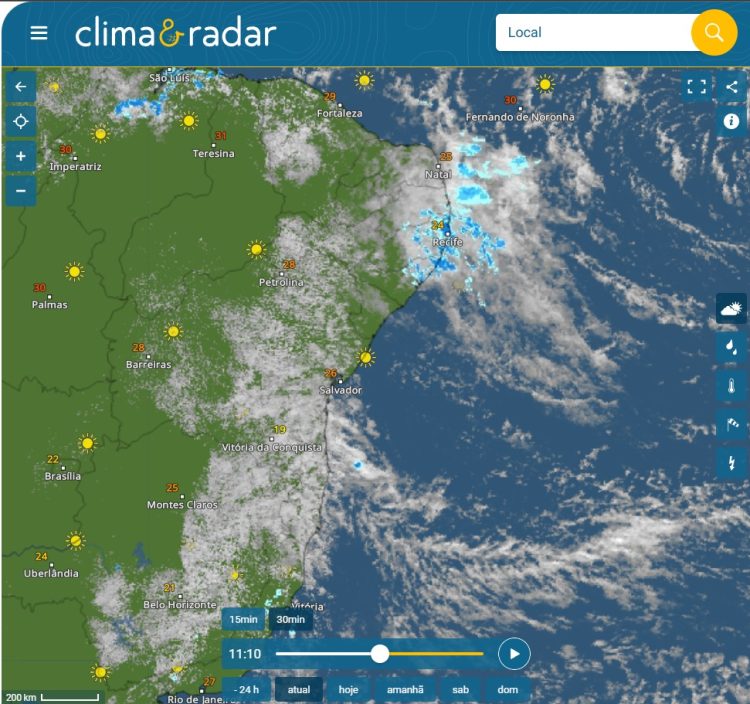 Chuva fina, céu fechado: nuvem de umidade cobre o Nordeste e muda a rotina da região