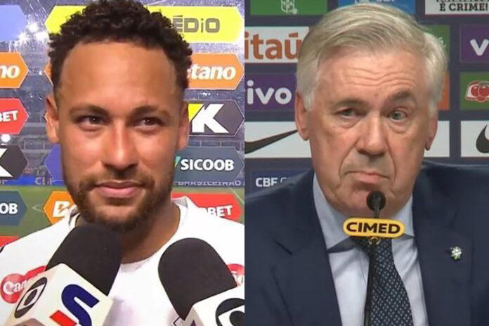 Neymar rebate explicações de Ancelotti e atribui ausência da Seleção a opção técnica