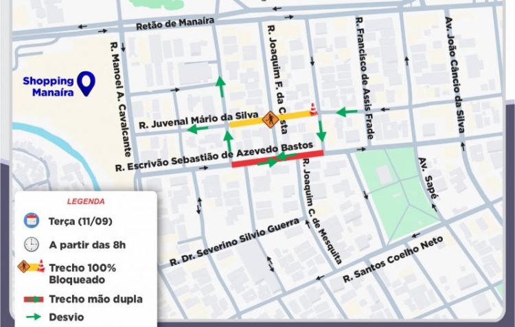 Obras da Cagepa alteram trânsito em Manaíra; veja desvios