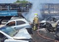 Incêndio destrói veículos apreendidos na cidade de Cajazeiras